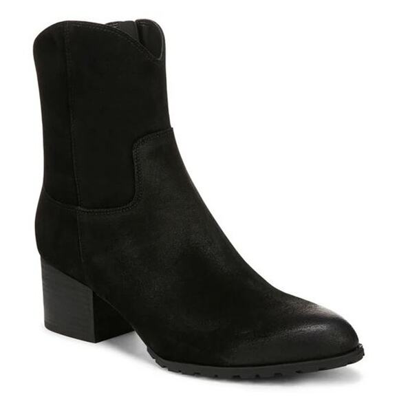 Vionic Shoes - NWB Vionic Bishop Suede Leather Side Zip Ankle Western Boot Black Womens Sze 10M